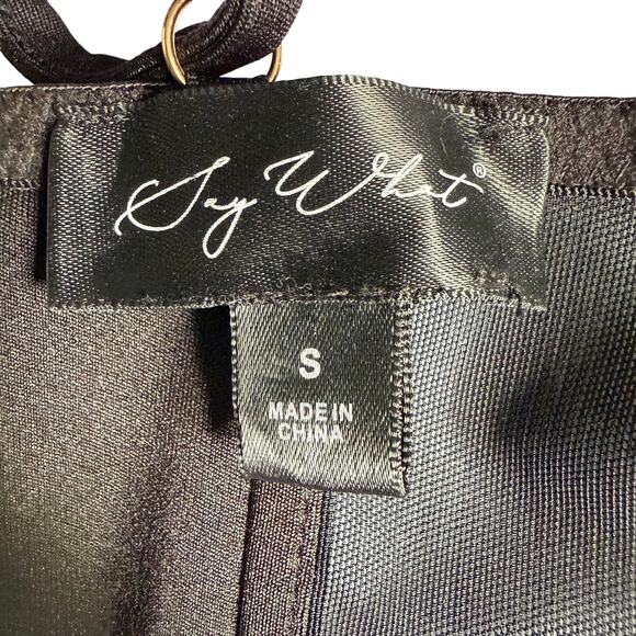 Say What Black Chain Strap Bustier Crop Top Women’s Small Adjustable Zip - Picture 9 of 9